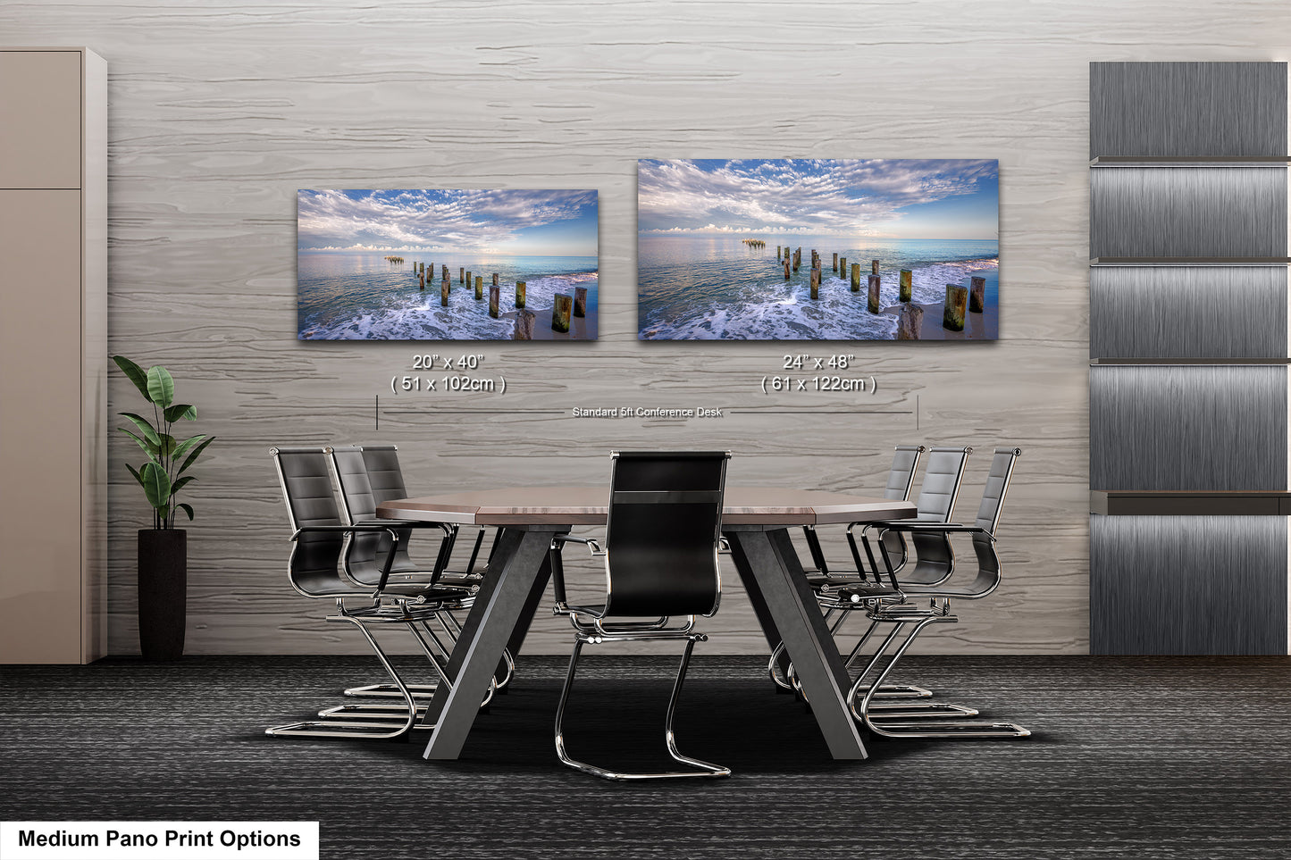 Naples Beach Canvas Art with Historic Pillars - Florida Gulf Scenic Decor