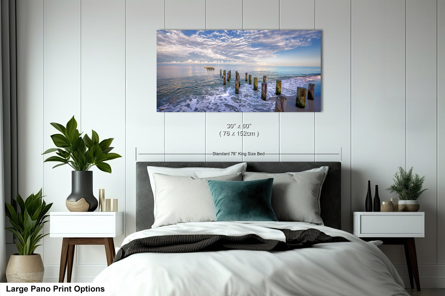 Naples Beach Canvas Art with Historic Pillars - Florida Gulf Scenic Decor