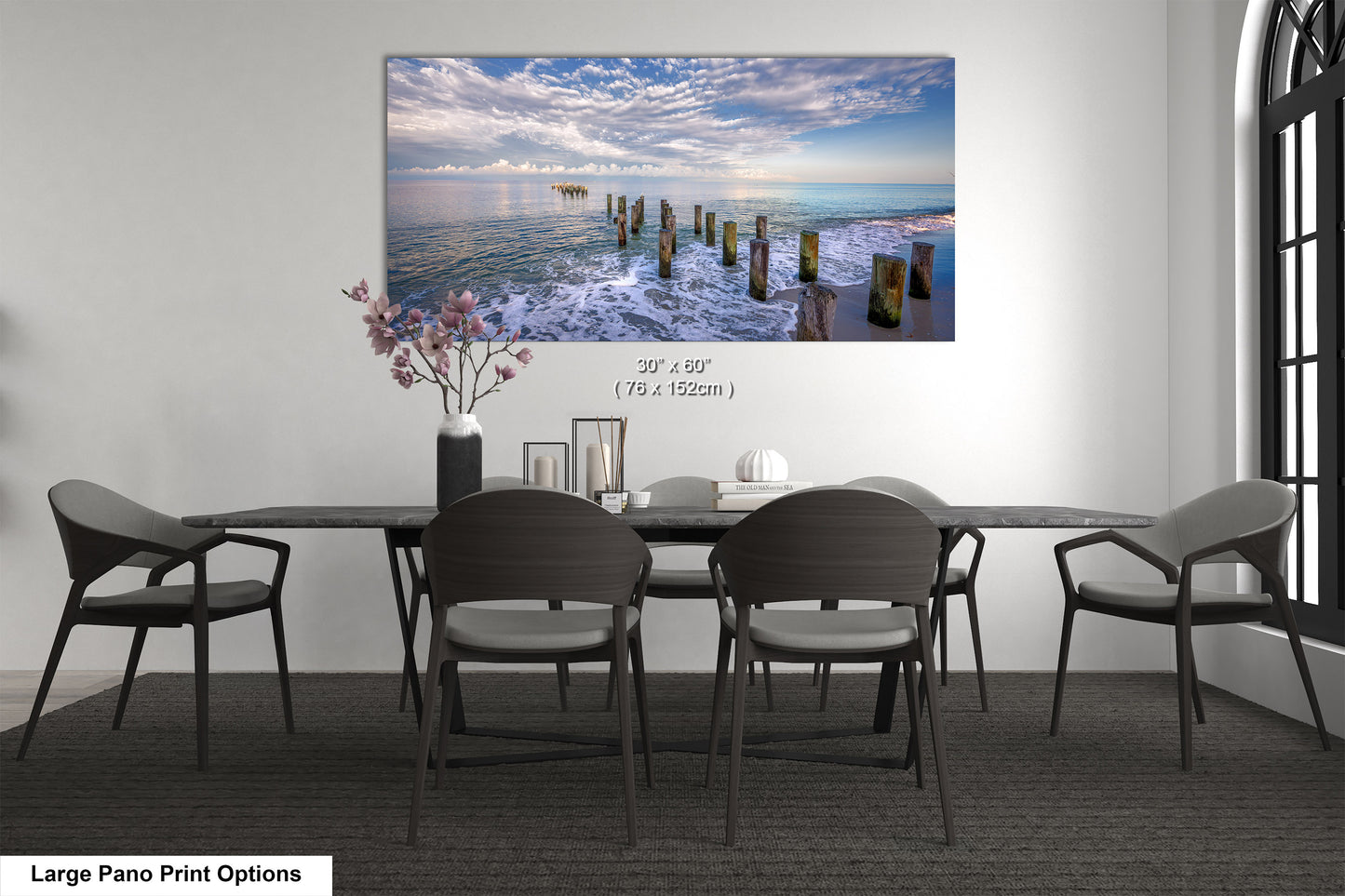 Naples Beach Canvas Art with Historic Pillars - Florida Gulf Scenic Decor
