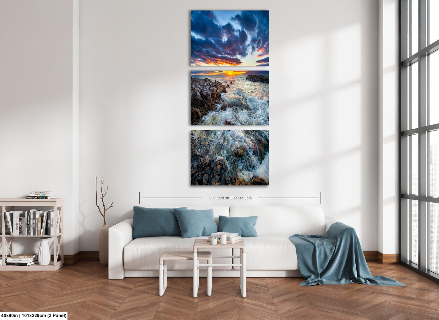 Vibrant Maui Sunset Photography Print – Dramatic Ocean Waves & Rocky Shoreline Wall Art