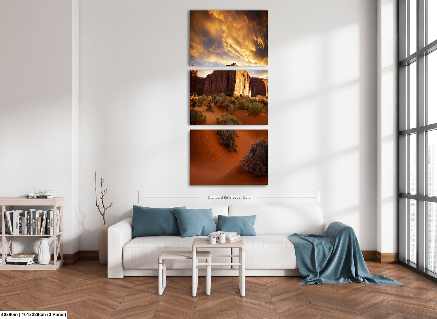 Monument Valley Art - Red Rocks Desert Landscape Sunset Print, Southwest Native Style Wall Decor Gift for Home