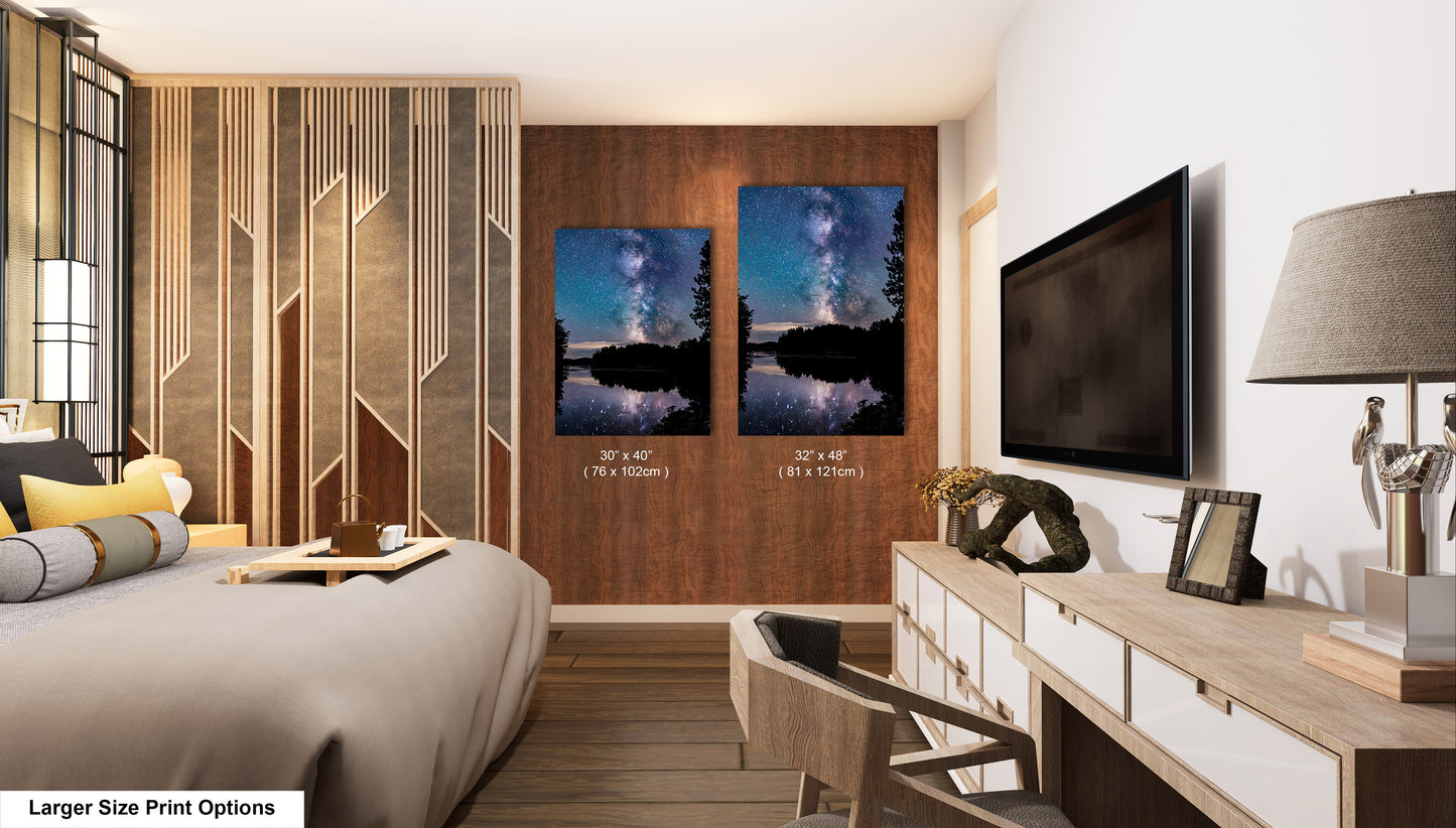 Milky Way Canvas Muskoka Fine Art Night Photo Northern Ontario Lake Reflection Print Sky Photo