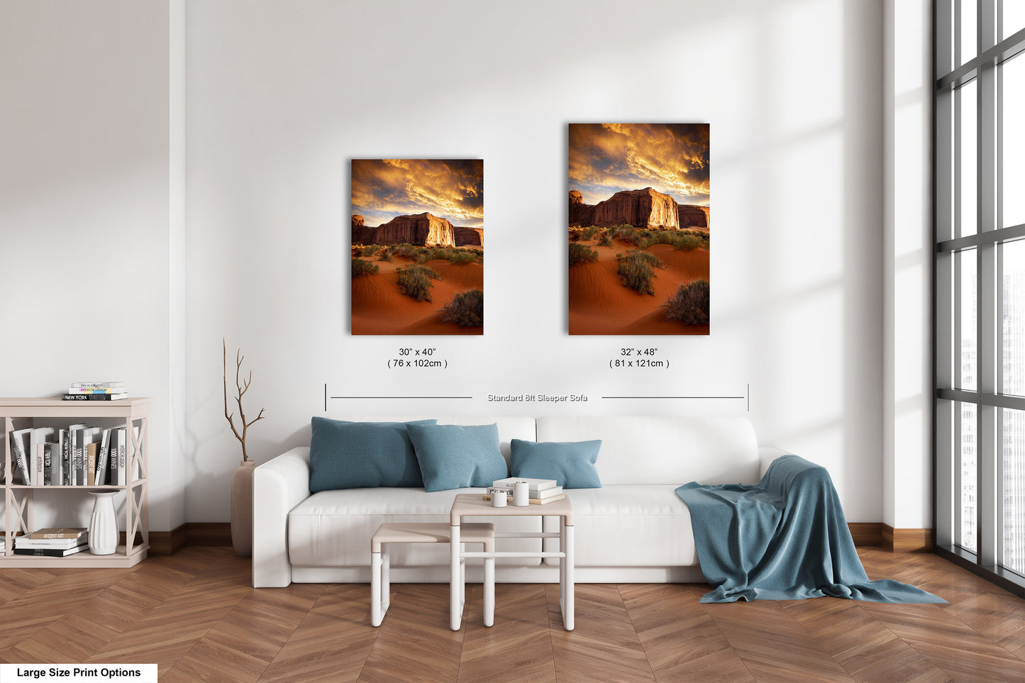 Monument Valley Art - Red Rocks Desert Landscape Sunset Print, Southwest Native Style Wall Decor Gift for Home