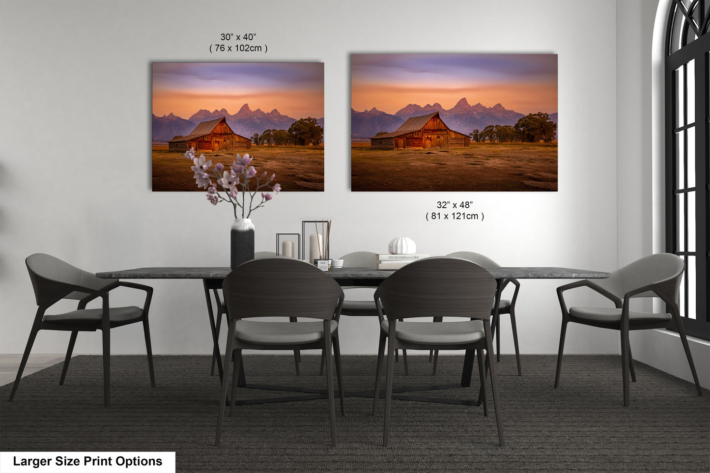 a dining room with a table and chairs