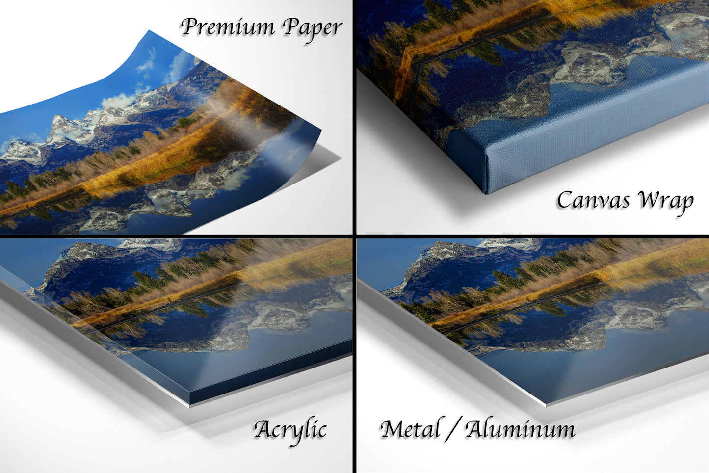 a series of four images showing the different angles of a canvas