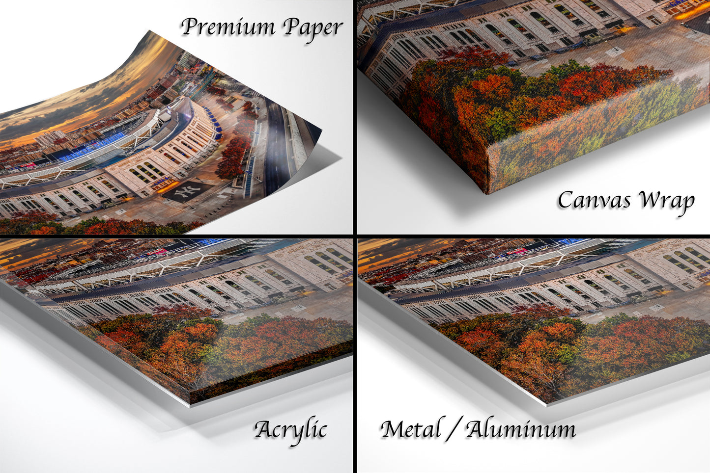 a series of four photos of a building