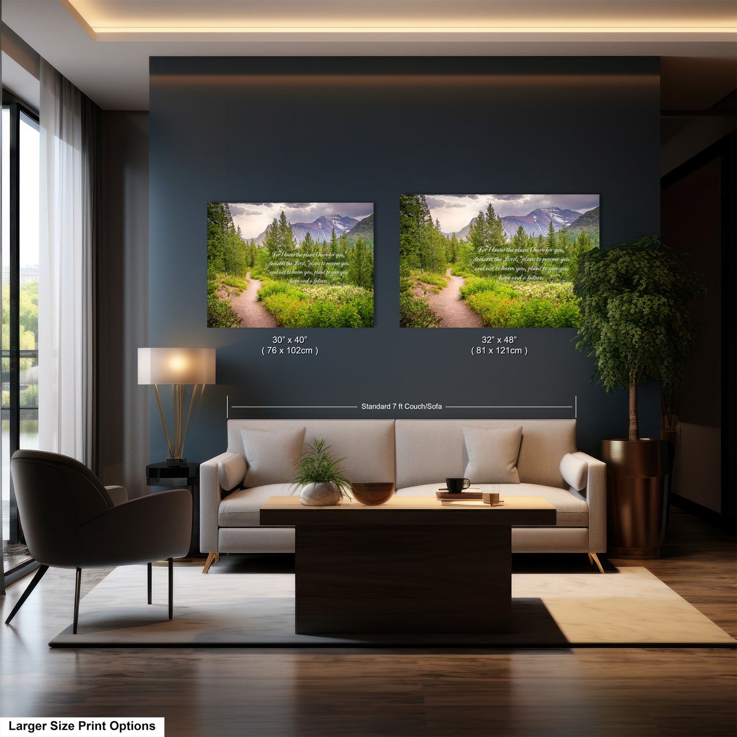 a living room filled with furniture and a painting on the wall