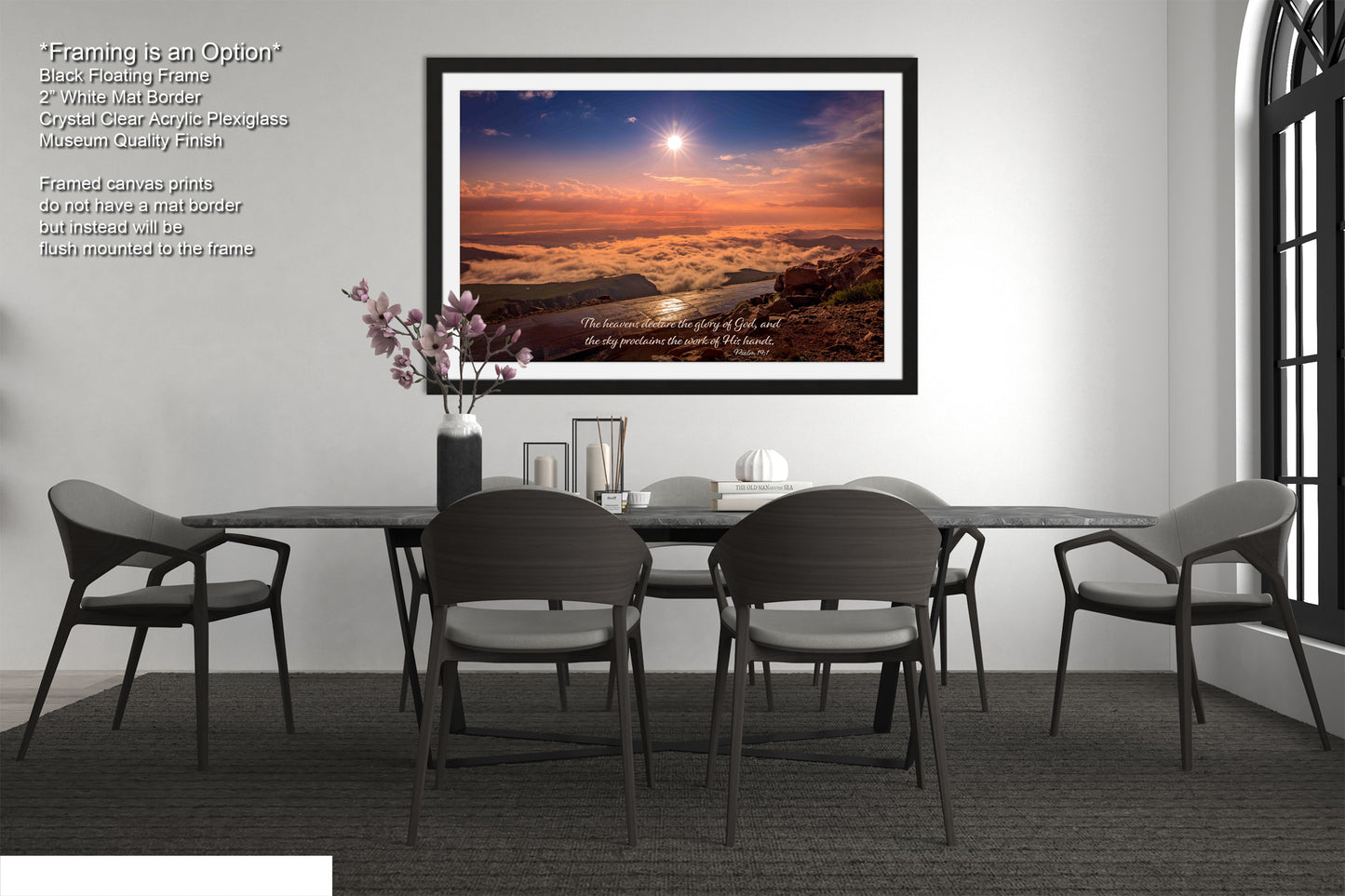 a dining room with a table and chairs