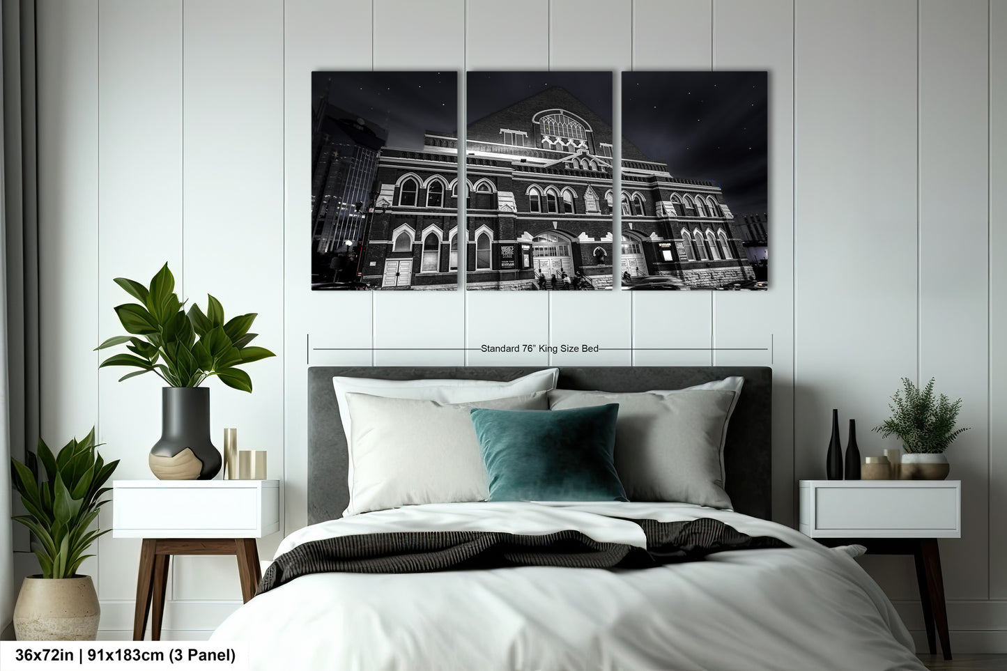 a hotel room with a bed and a plant