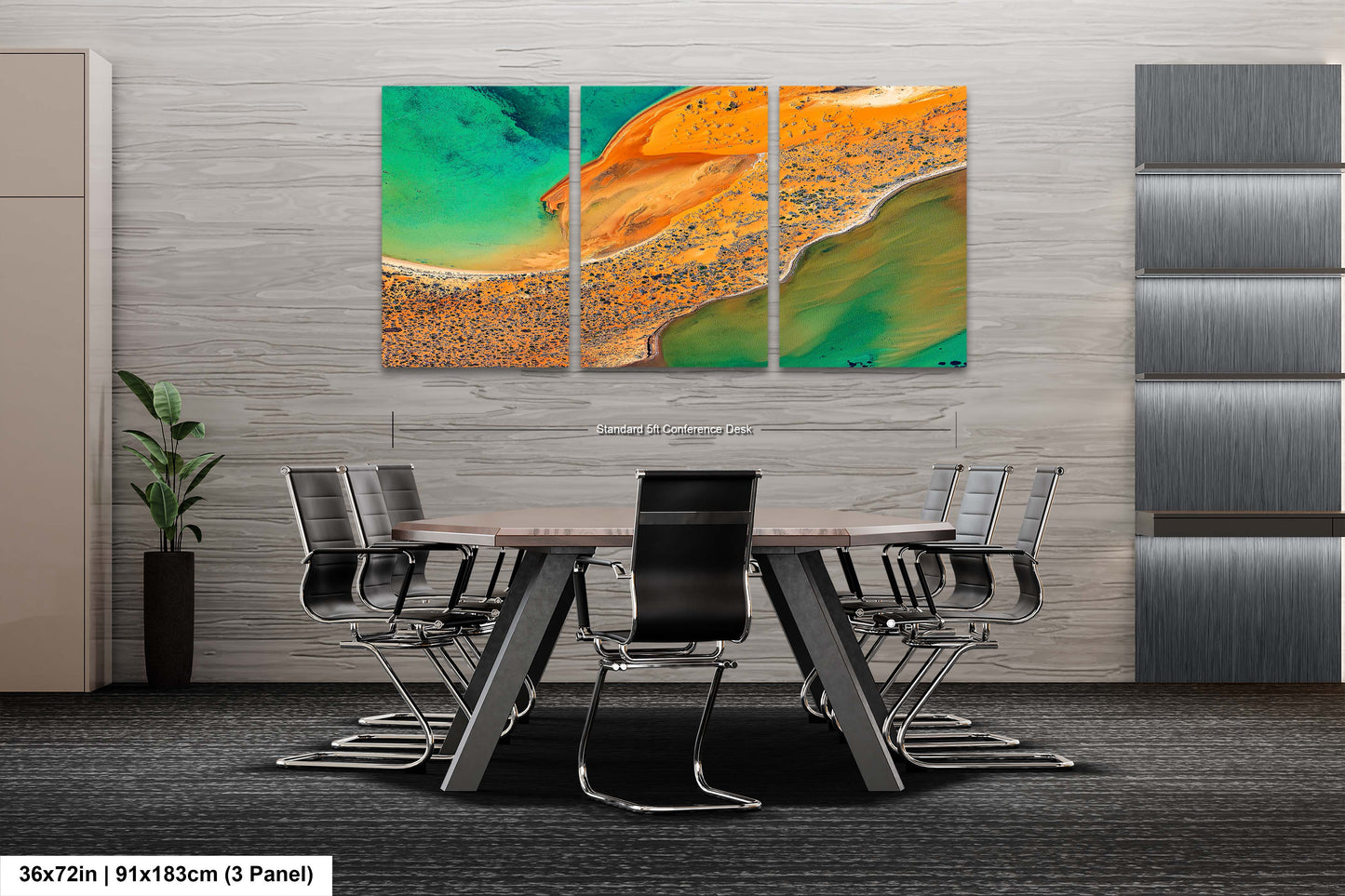 a dining room table with chairs and a painting on the wall