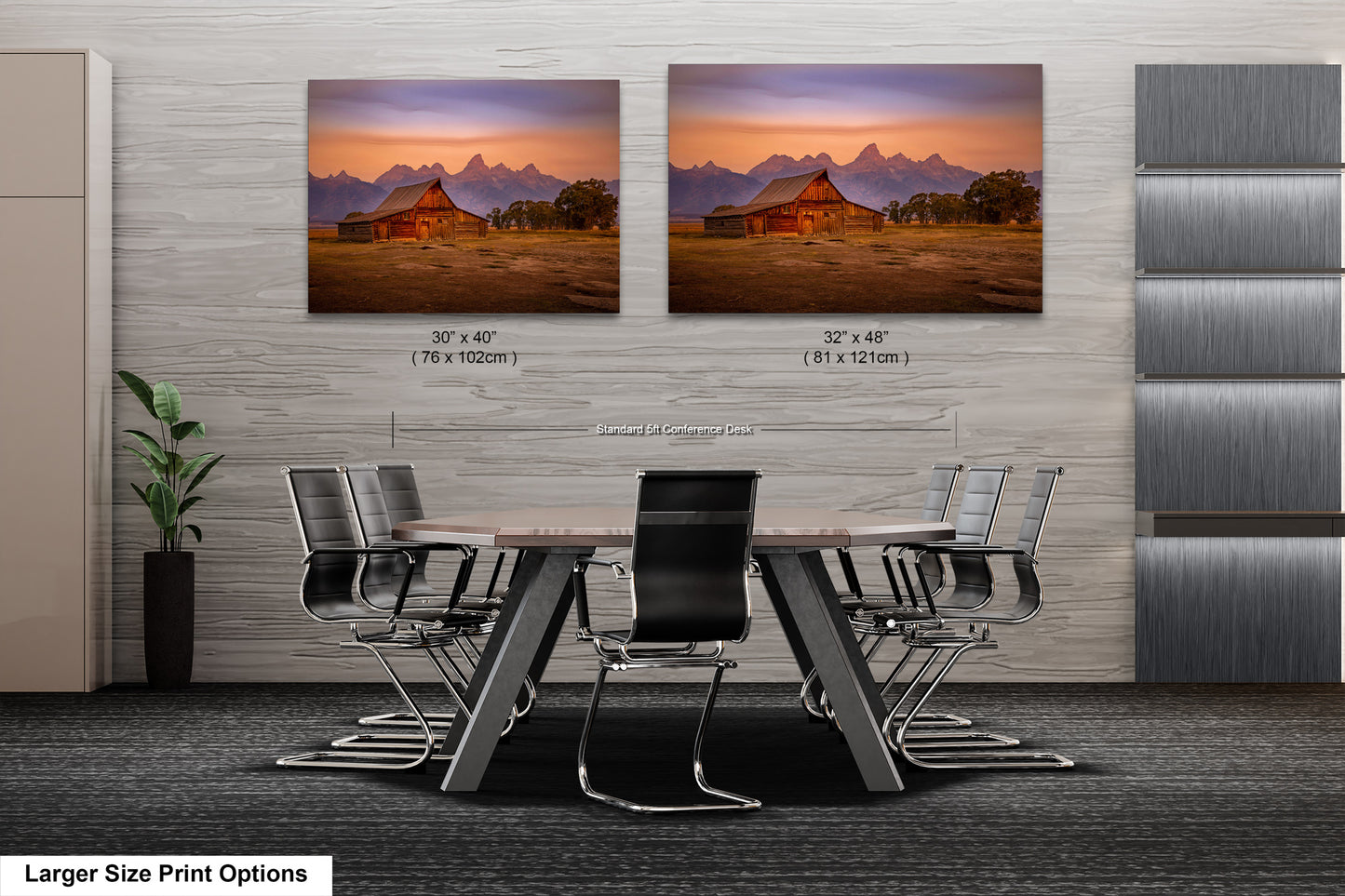 two pictures of a table and chairs in a room