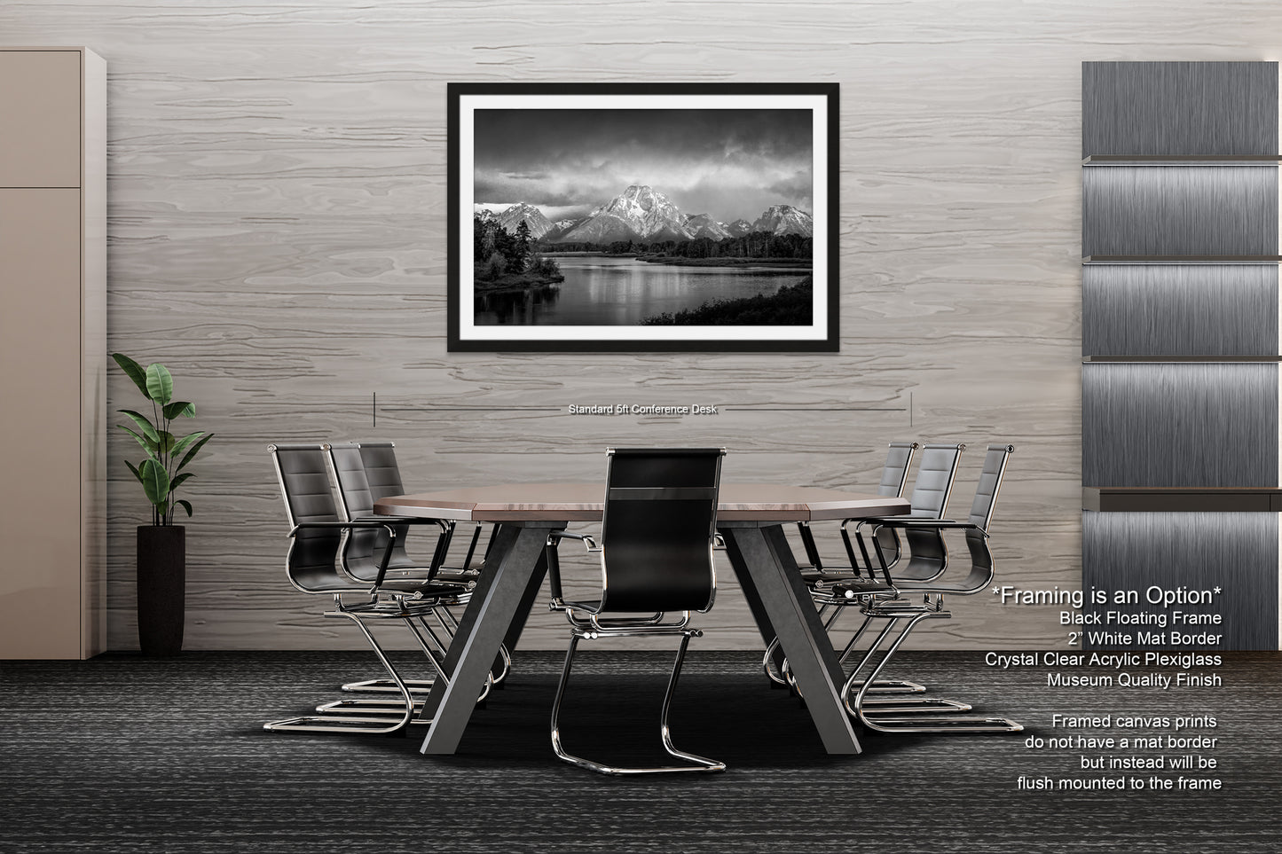 a black and white photo of a table and chairs