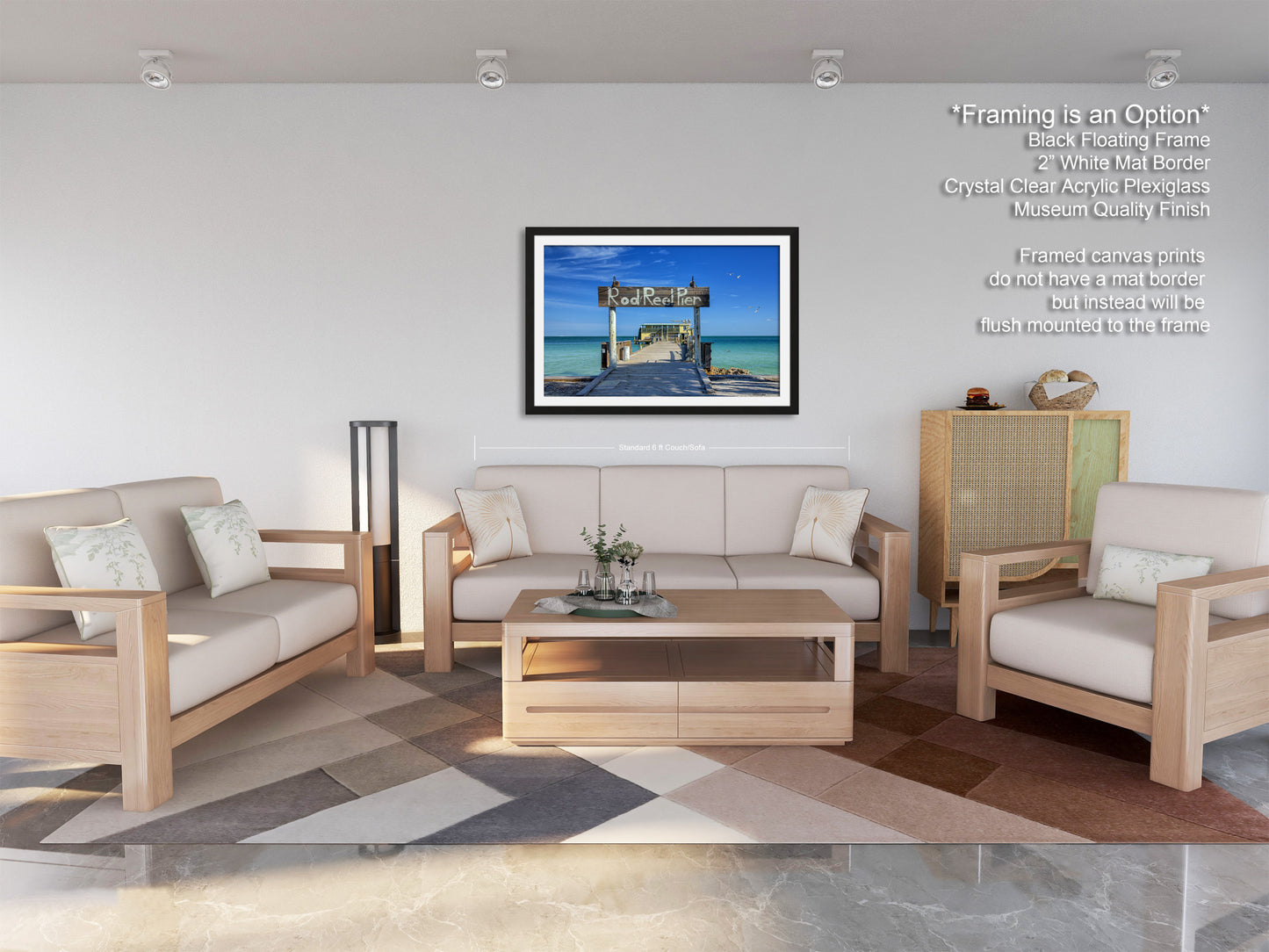 a living room filled with furniture and a painting on the wall