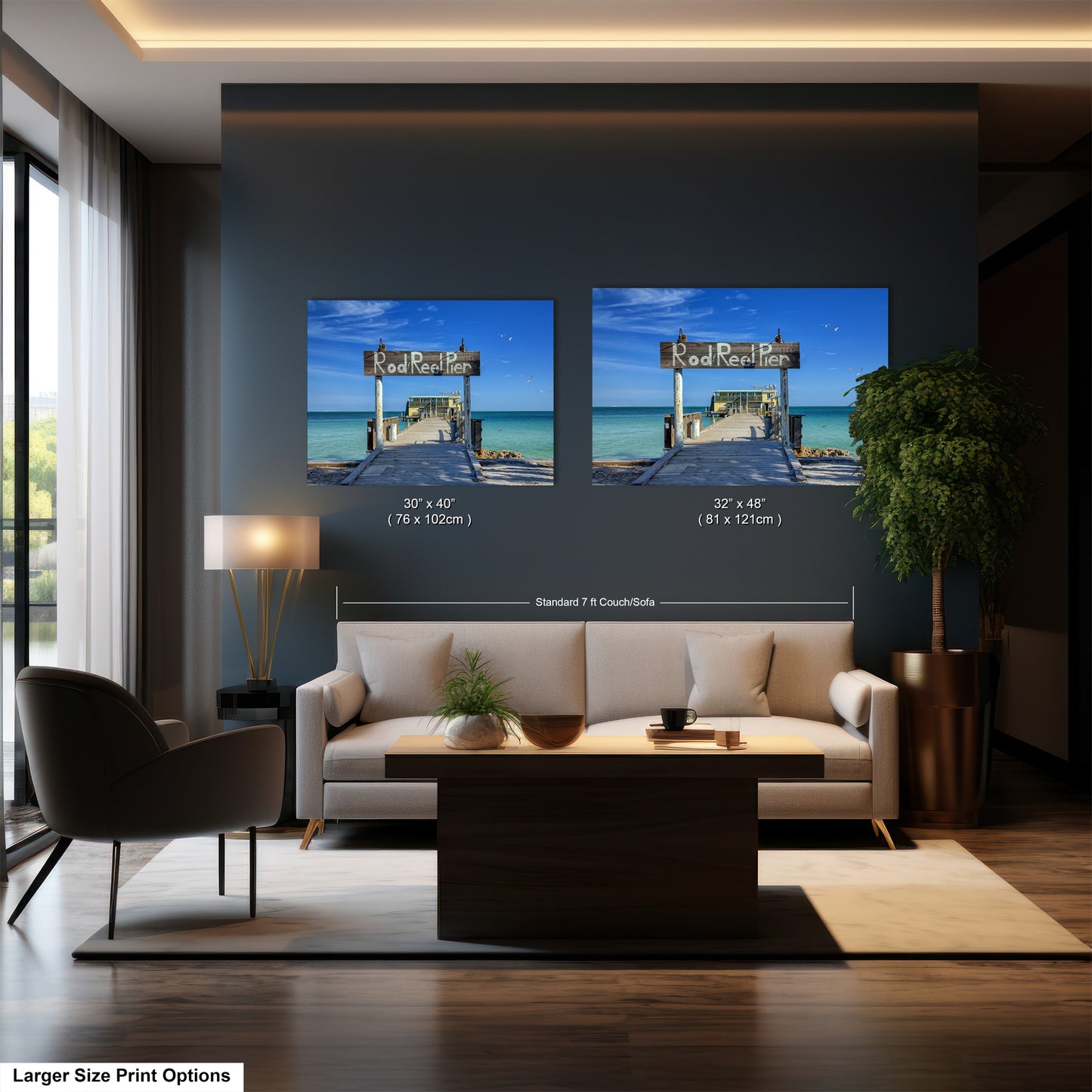 a living room filled with furniture and a large window