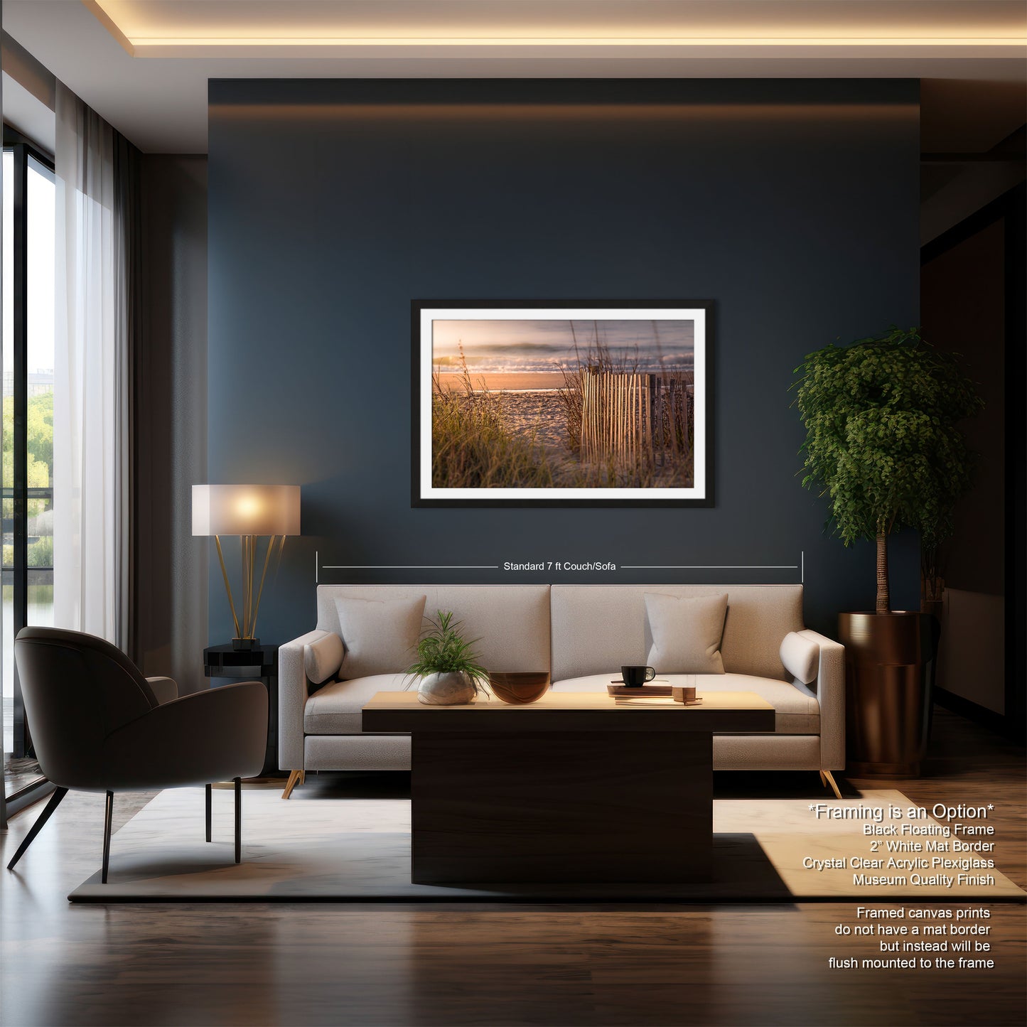 a living room filled with furniture and a painting on the wall