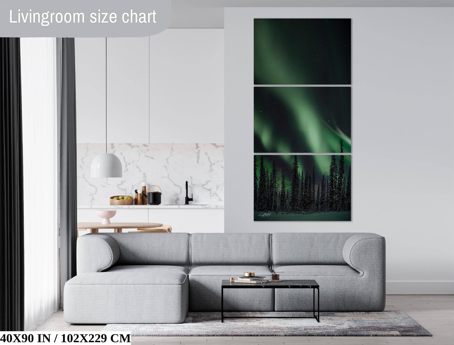 a living room with a couch and a table