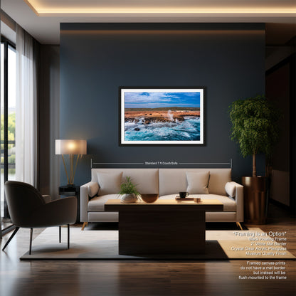 a living room filled with furniture and a painting on the wall