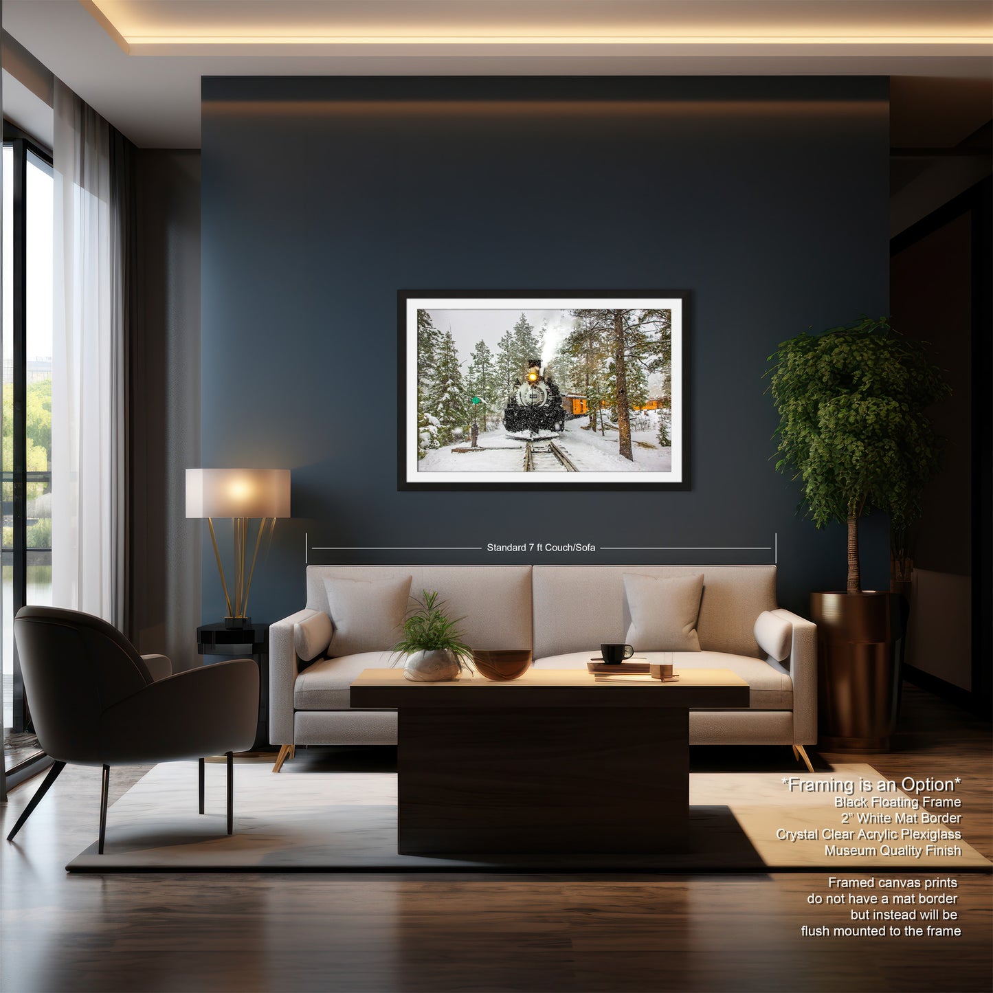 a living room filled with furniture and a painting on the wall