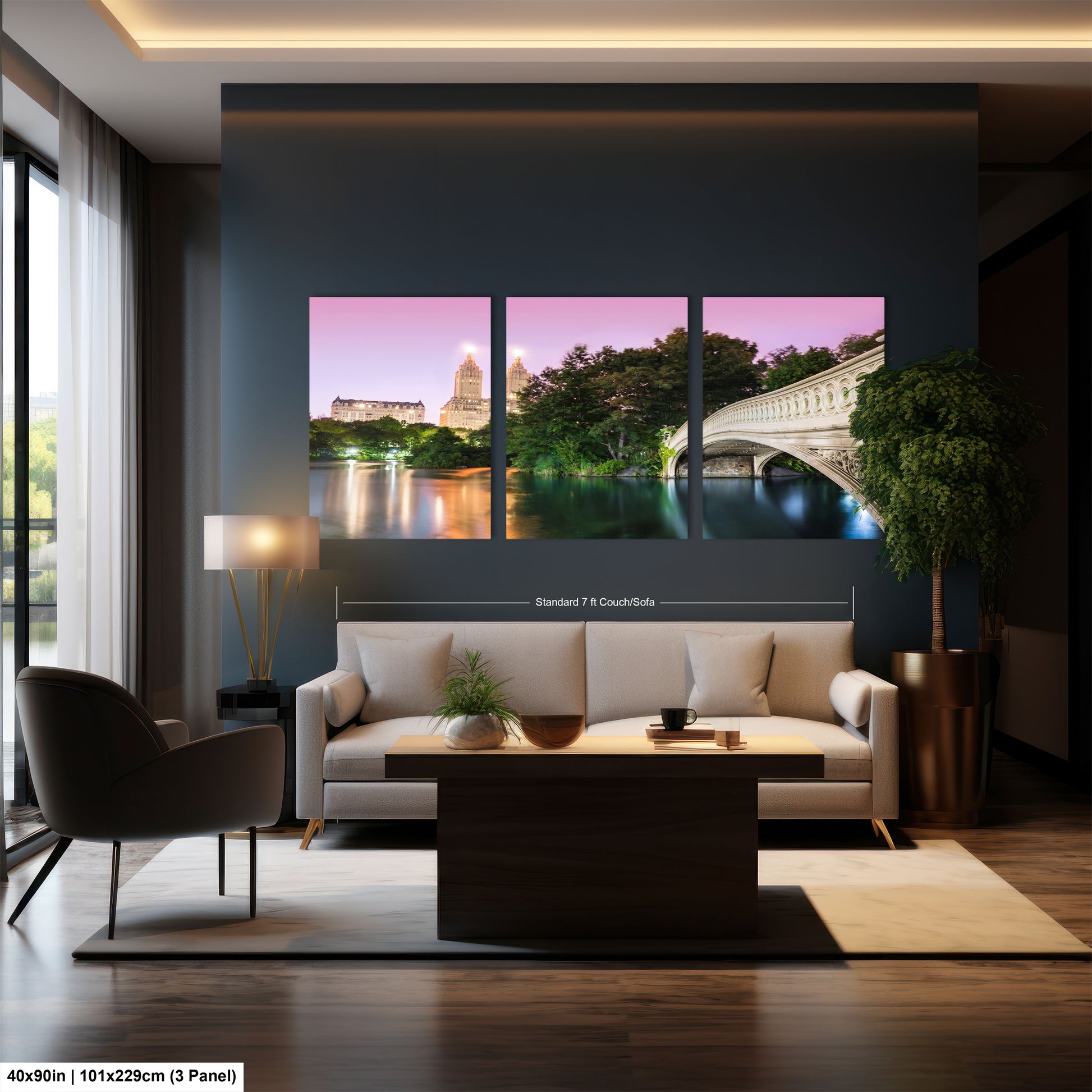 a living room filled with furniture and a painting on the wall