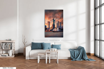 a living room filled with furniture and a painting on the wall