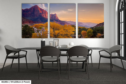 a dining room with a table and four chairs