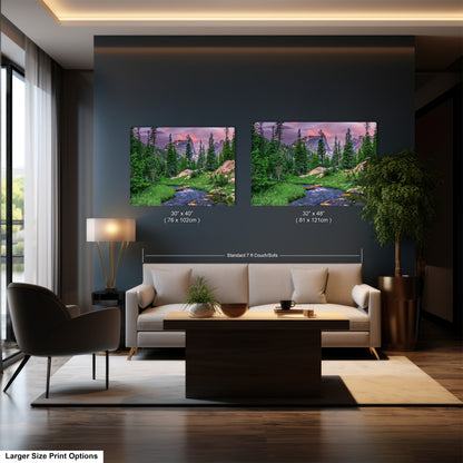 a living room filled with furniture and a painting on the wall