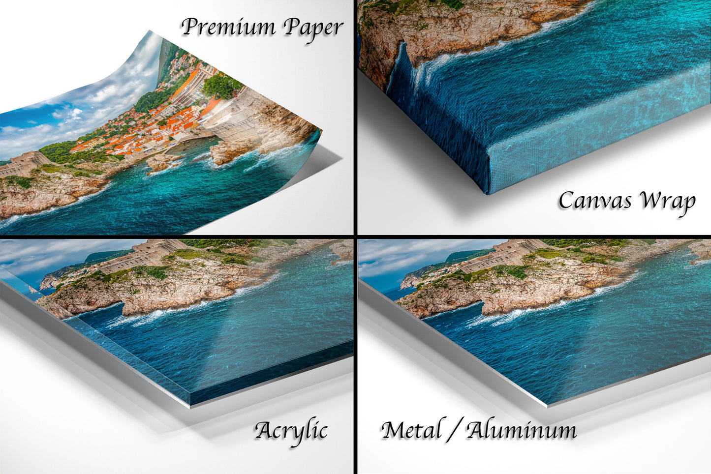 a series of four images showing the different angles of a canvas