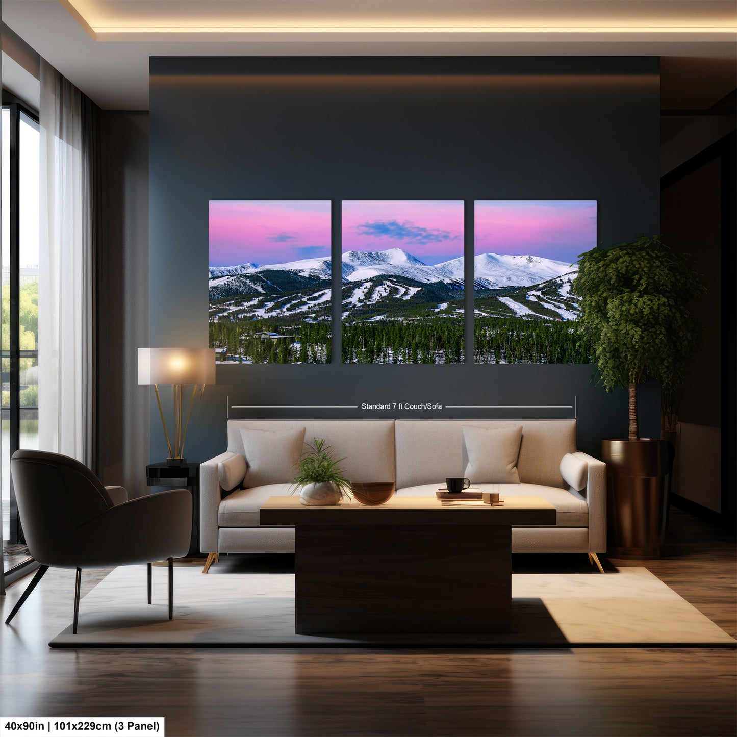 a living room filled with furniture and a large window