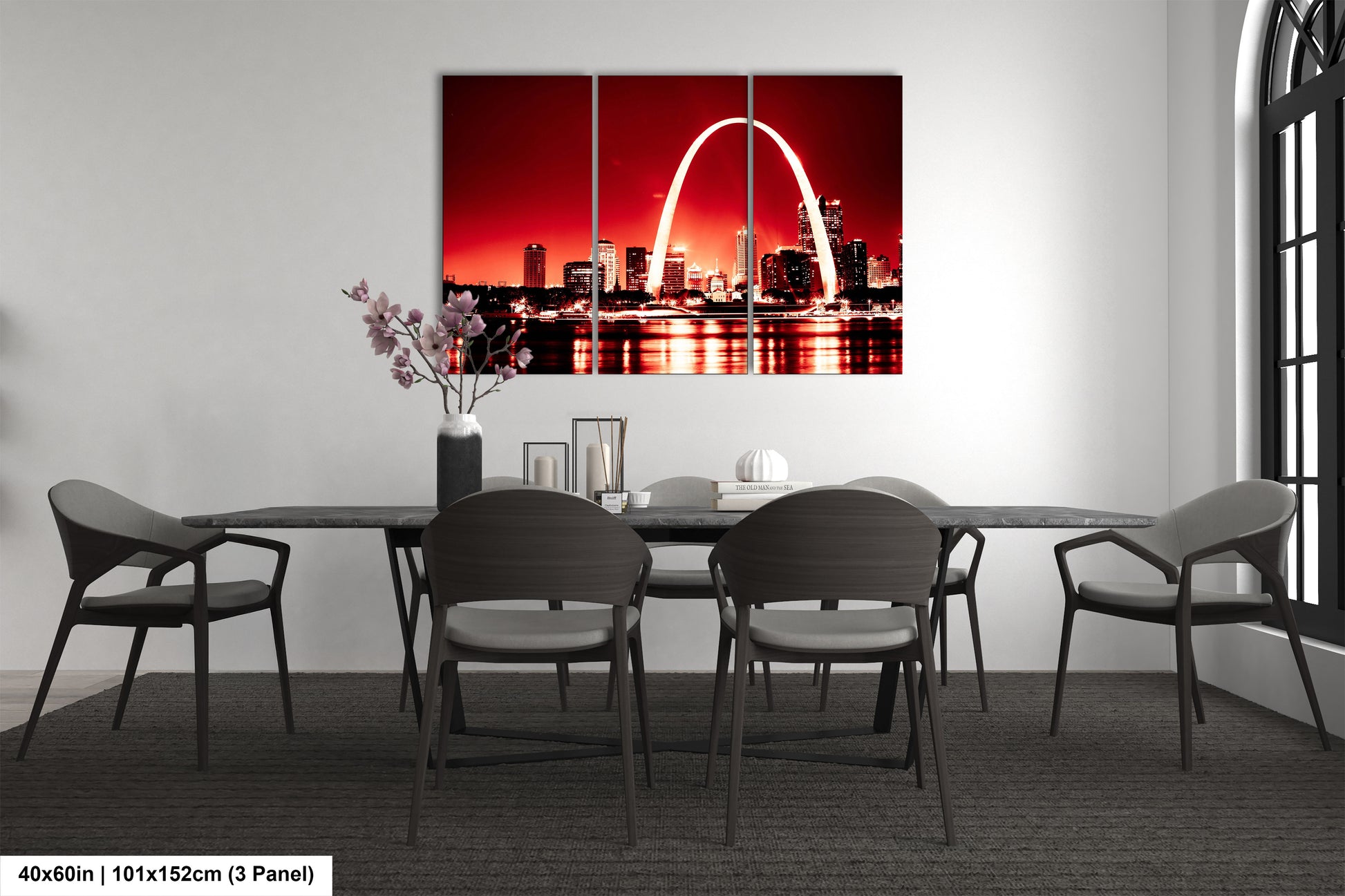 a dining room with a table and chairs