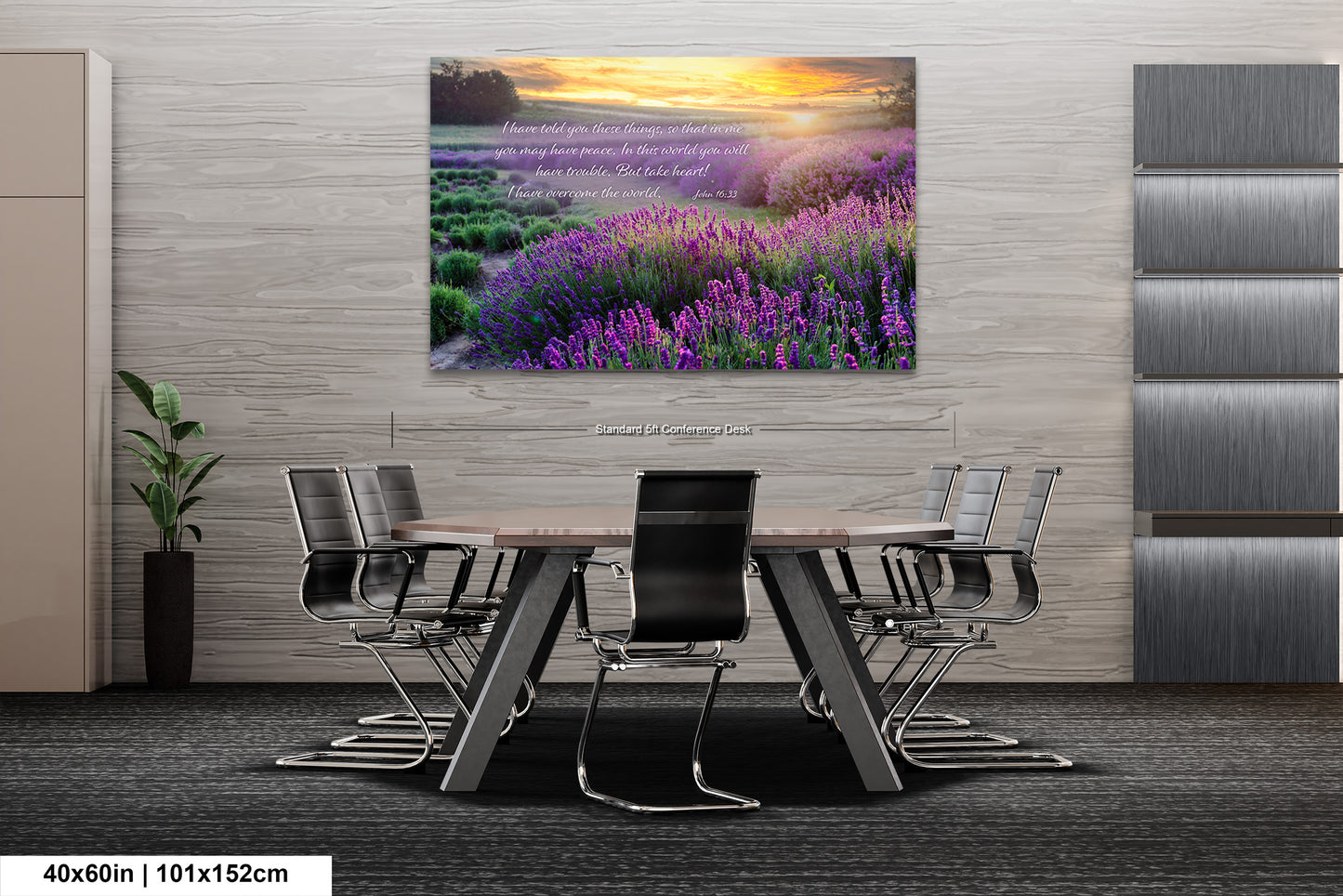 a dining room table with chairs and a painting on the wall