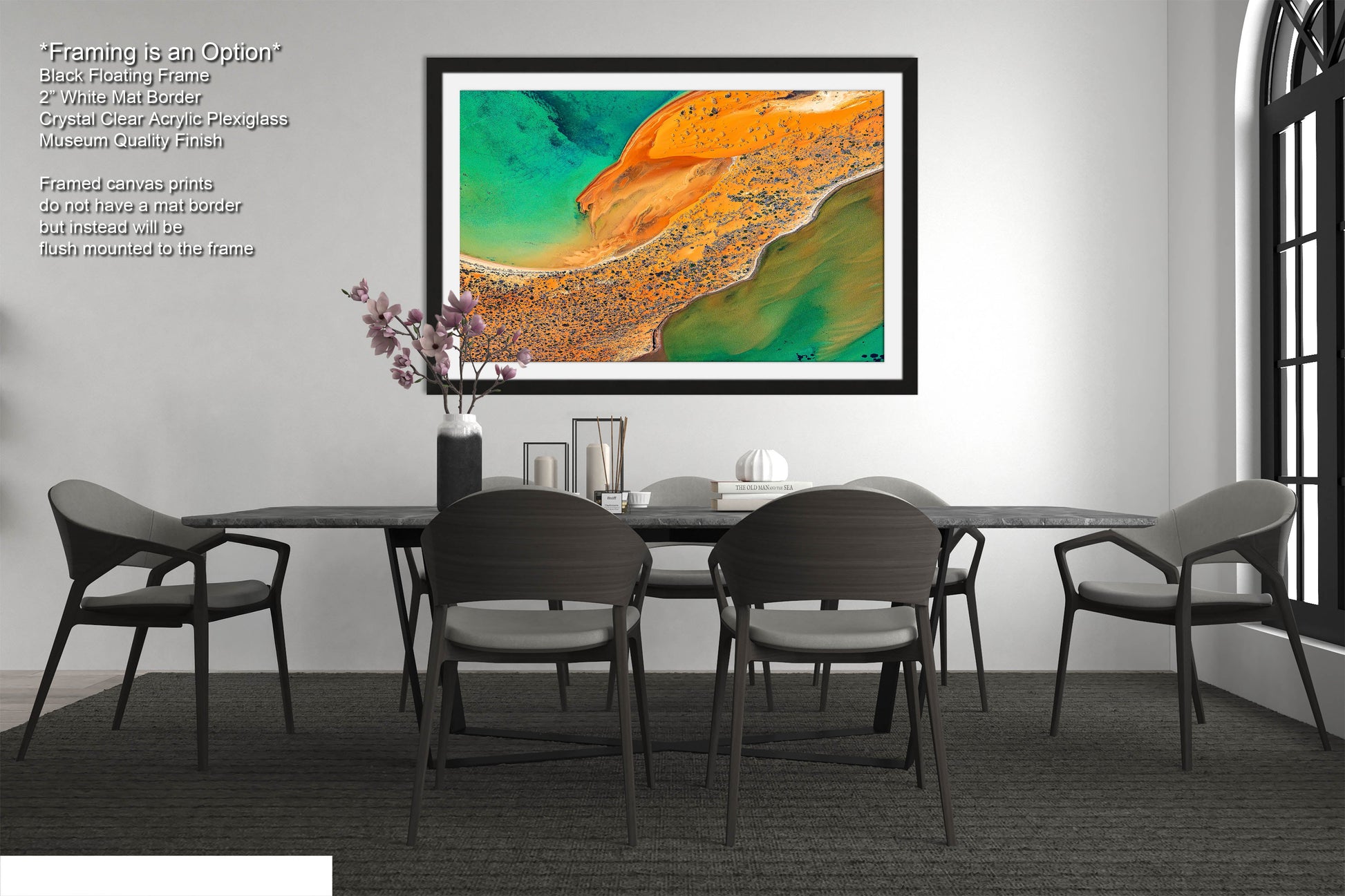 a picture of a dining room with a table and chairs