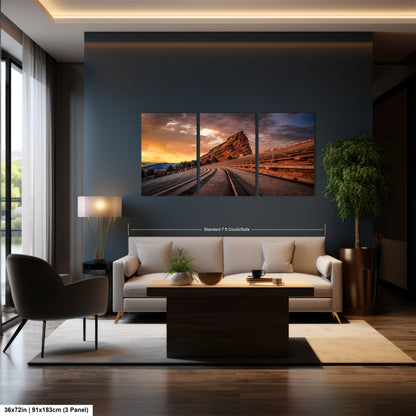 a living room with a couch and a painting on the wall