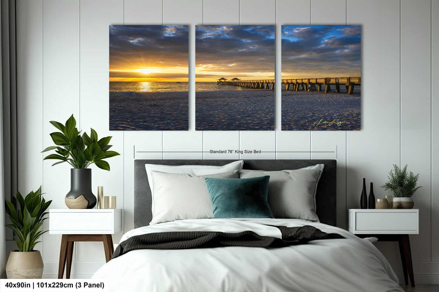 a bedroom scene with focus on the bed