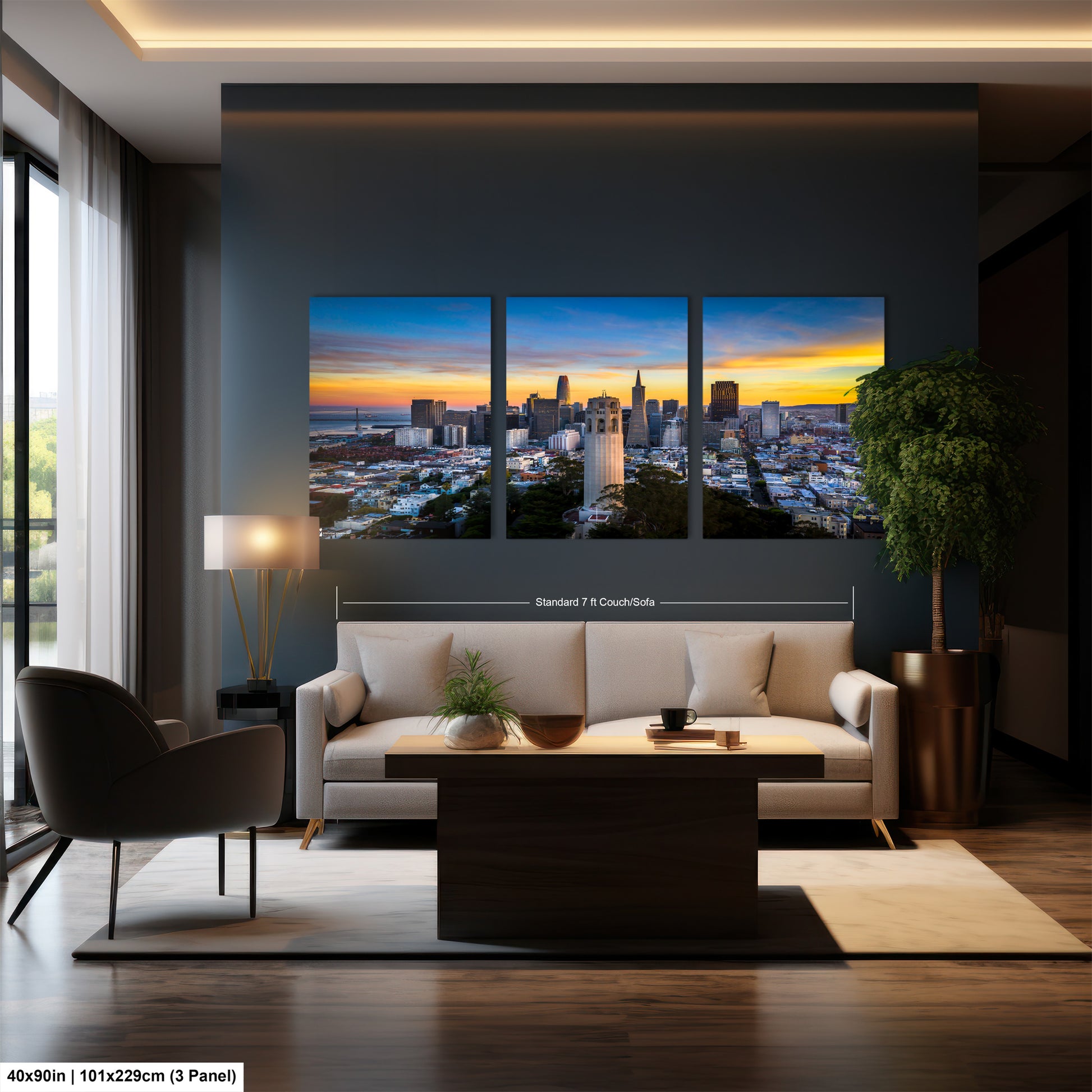 a living room filled with furniture and a large window