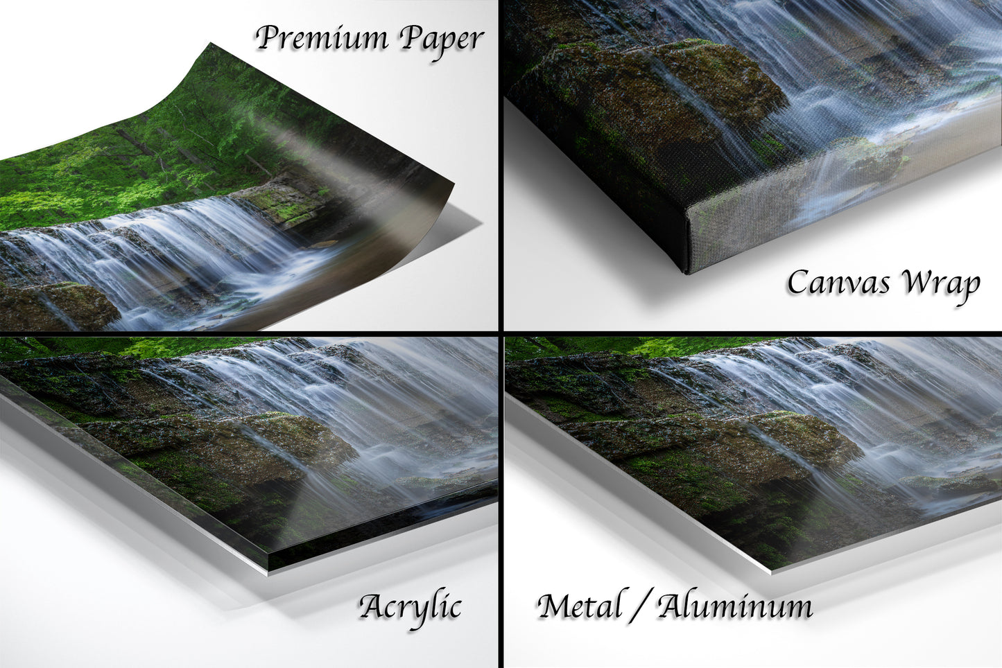 a series of photos of a waterfall