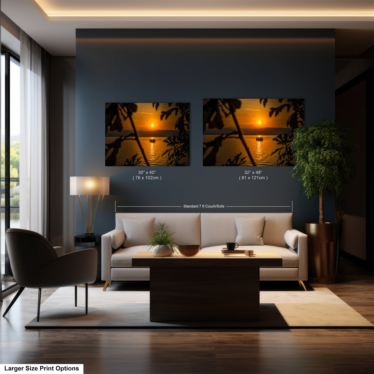 a living room filled with furniture and a large window