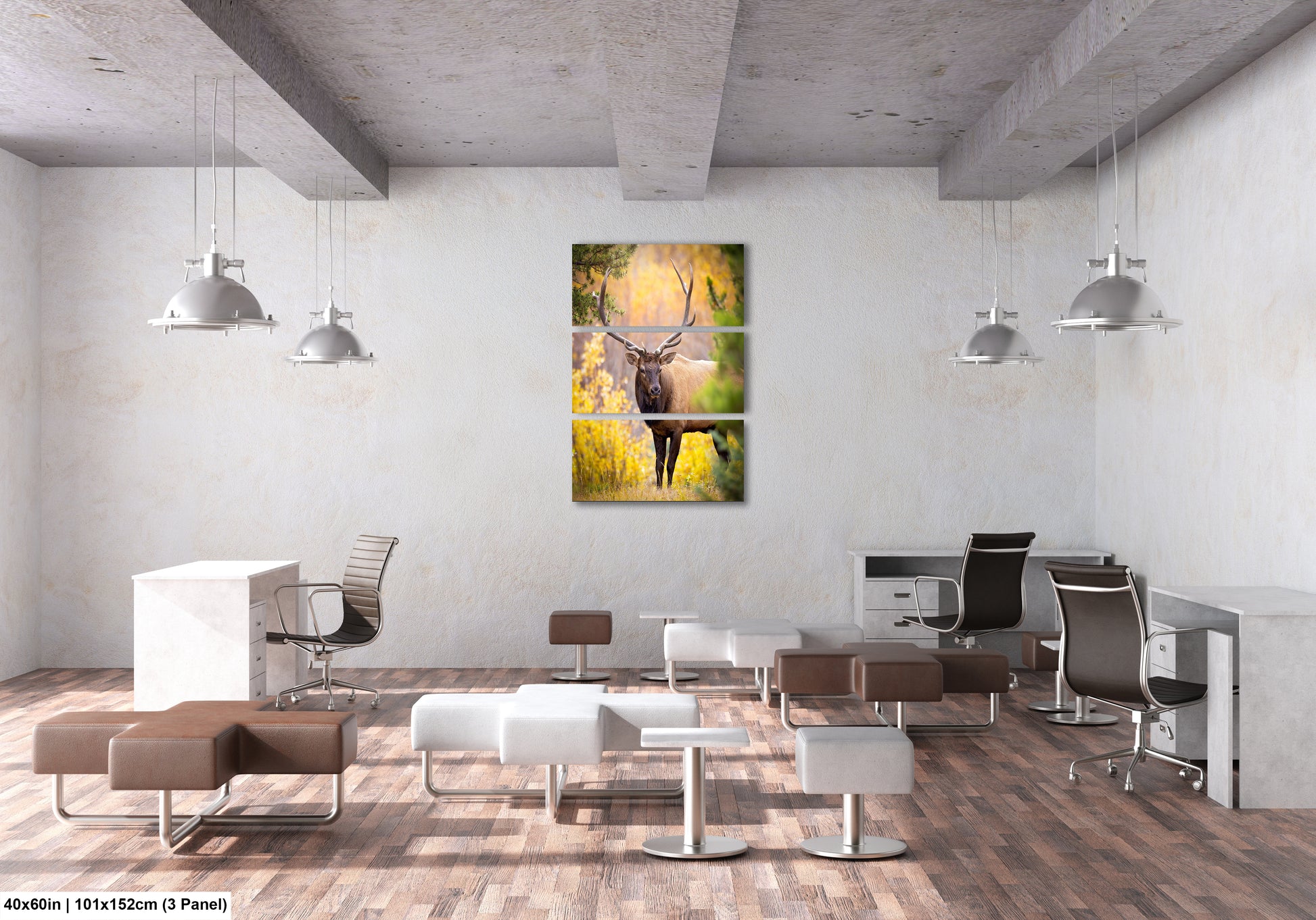 a painting of a deer in a room