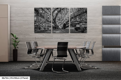 a black and white photo of a table and chairs