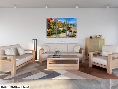 a living room filled with furniture and a painting on the wall