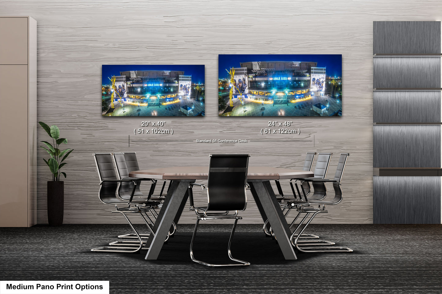a conference room with a table and chairs