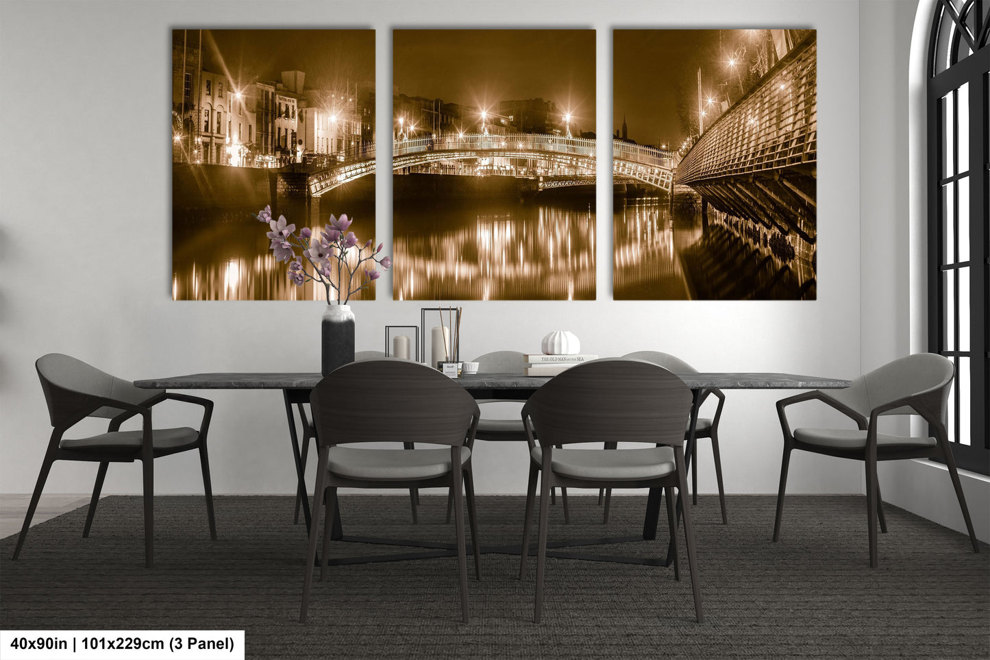 a dining room with a table and chairs