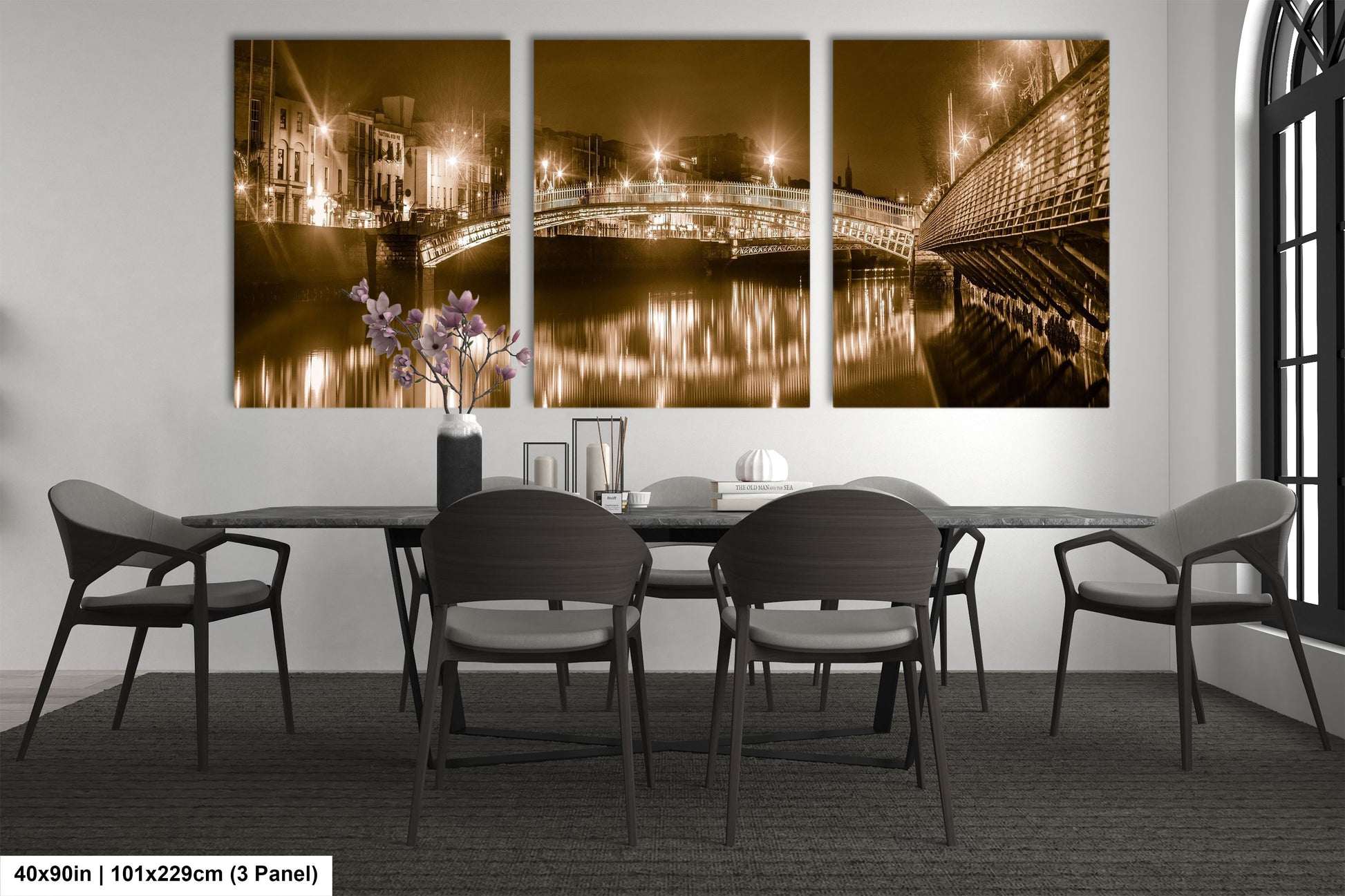 a dining room with a table and chairs