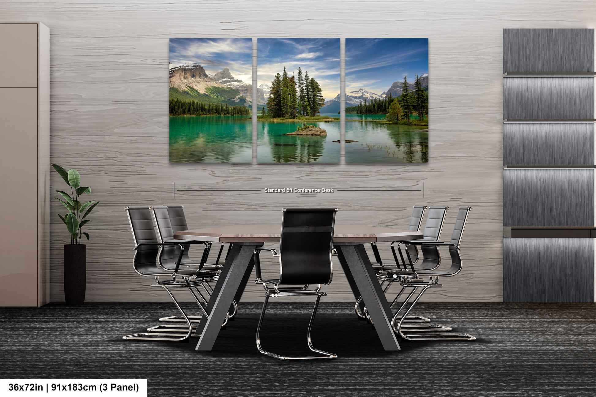 a dining room table with chairs and a painting on the wall