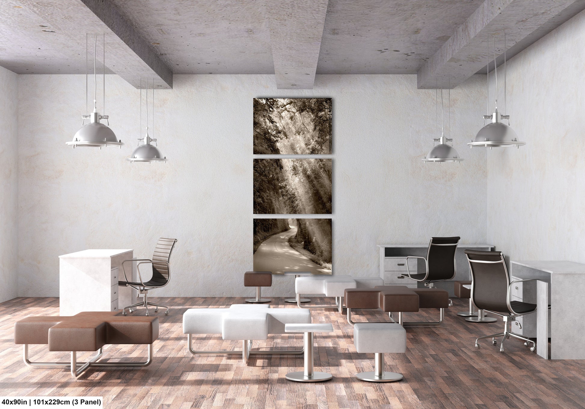 a room with a lot of chairs and a desk