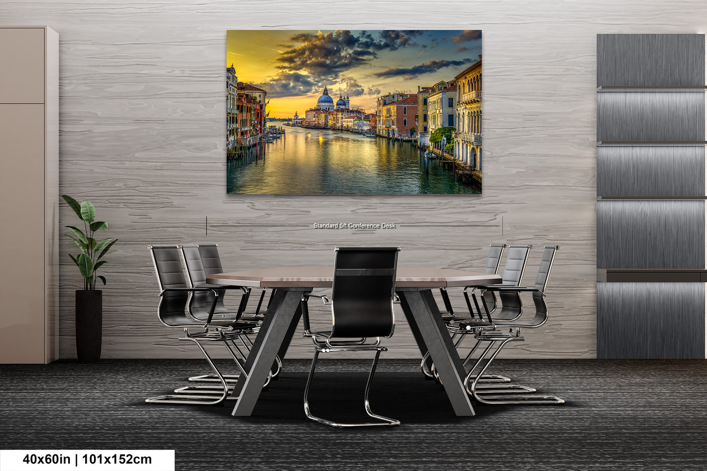 a painting of a cityscape with a river running through it