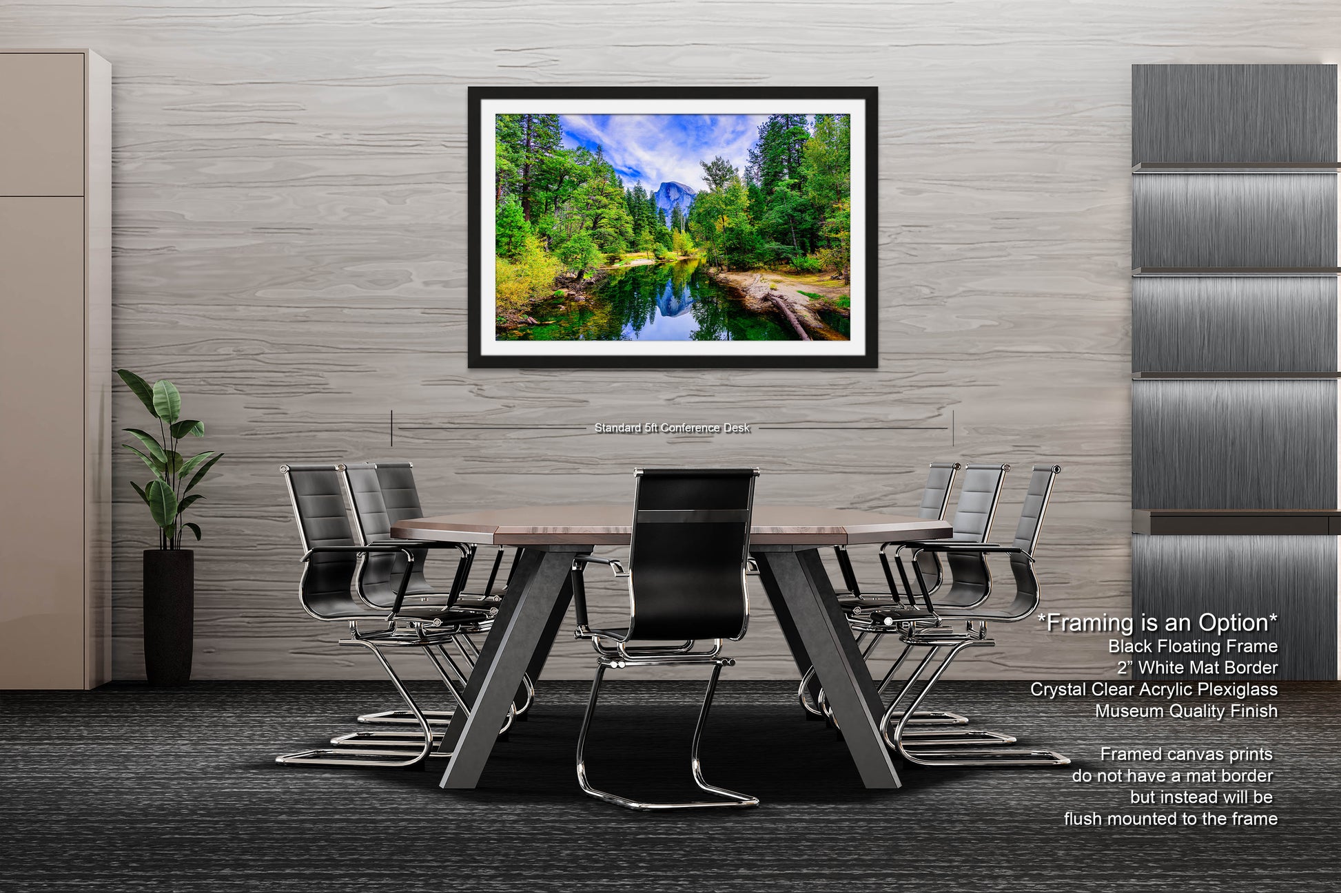 a dining room table with chairs and a painting on the wall