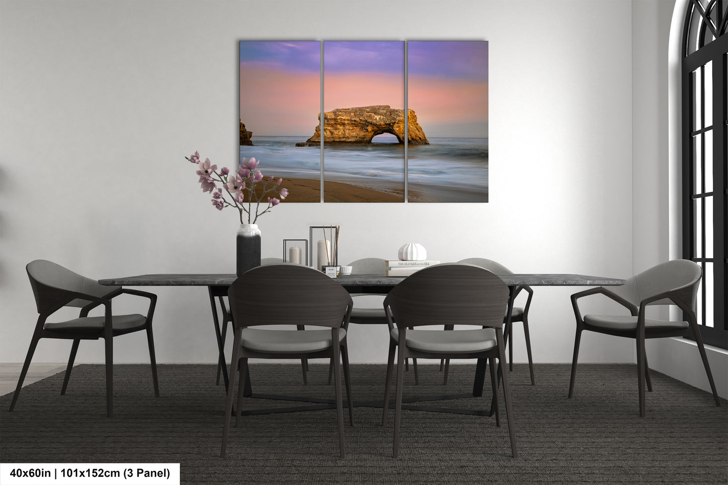 a dining room with a table and chairs