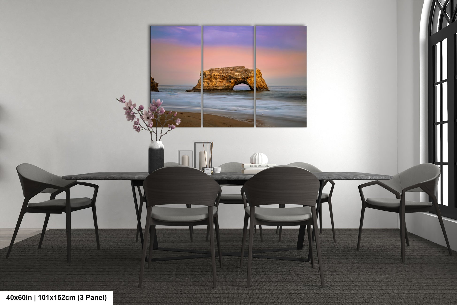 a dining room with a table and chairs