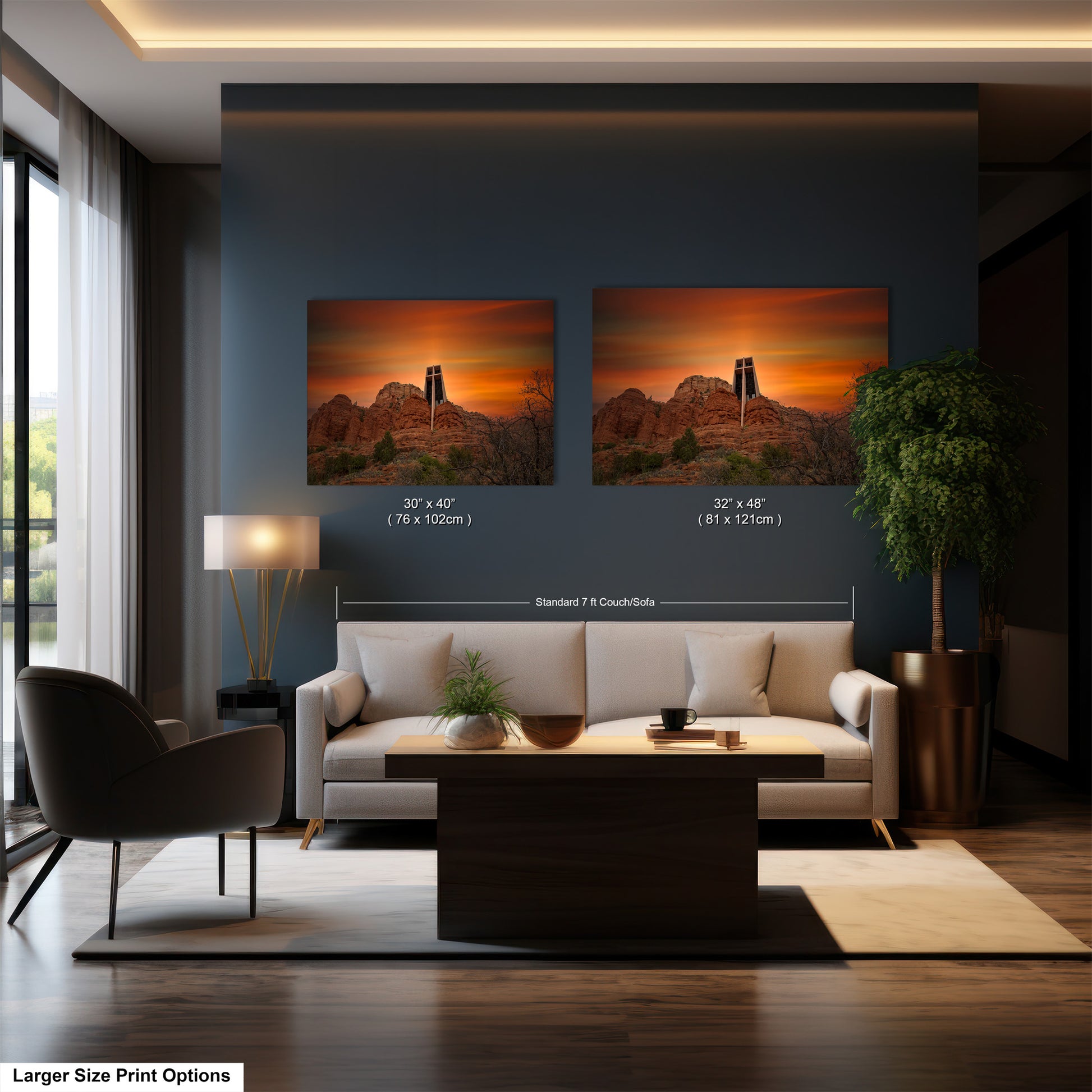 a living room filled with furniture and a painting on the wall