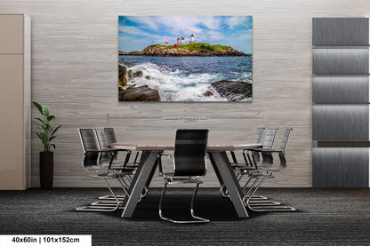 a room with a table and chairs and a painting on the wall